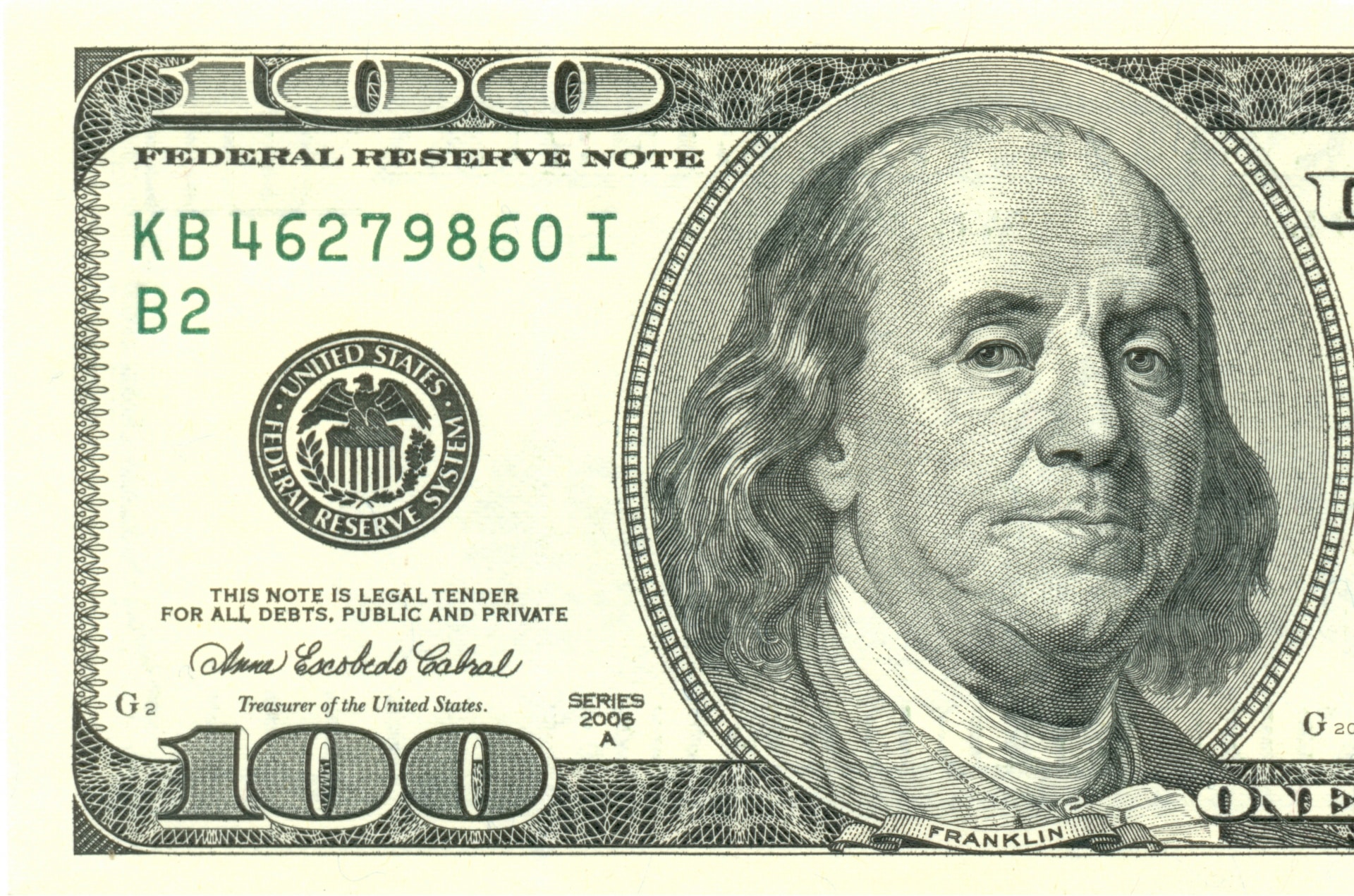 Бенджамин Франклин фото на 100 долларах